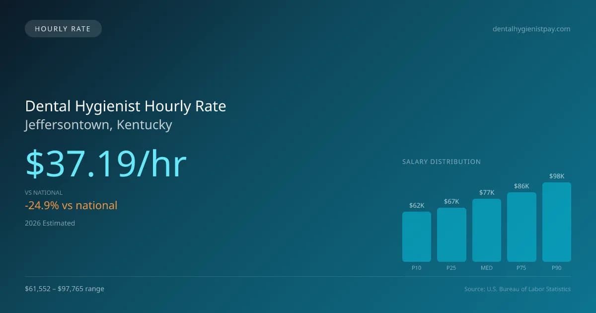 Dental Hygienist Hourly Rate in Jeffersontown, KY — 2026 est., based on 2025 BLS