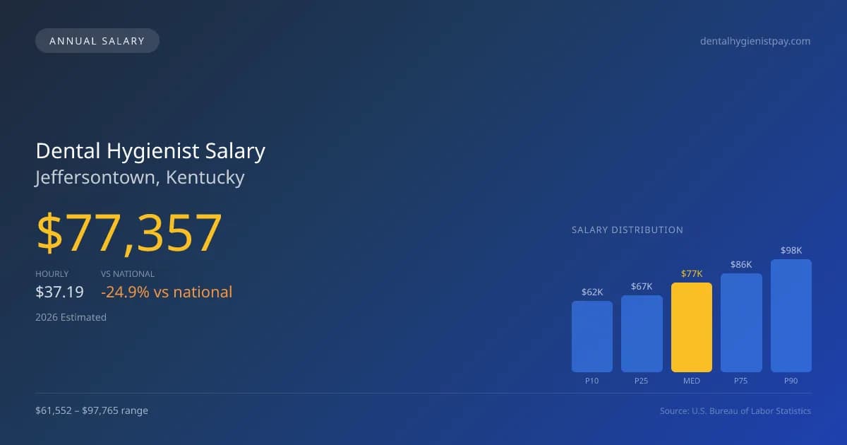 Dental Hygienist Salary in Jeffersontown, KY — 2026 est., based on 2025 BLS