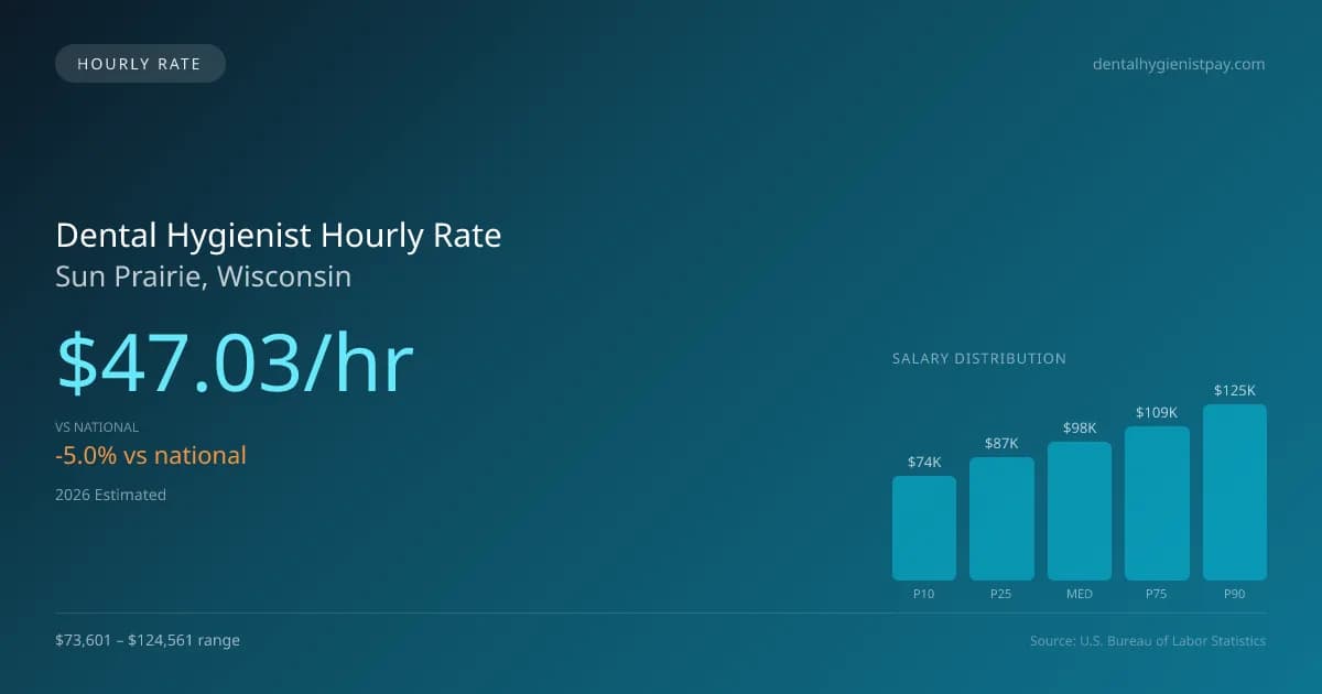 Dental Hygienist Hourly Rate in Sun Prairie, WI — 2026 est., based on 2025 BLS
