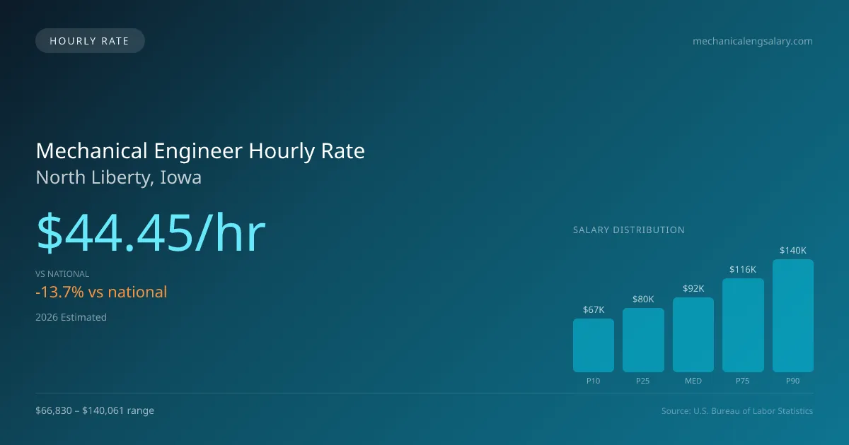 Mechanical Engineer Hourly Rate in North Liberty, IA — 2026 est., based on 2025 BLS