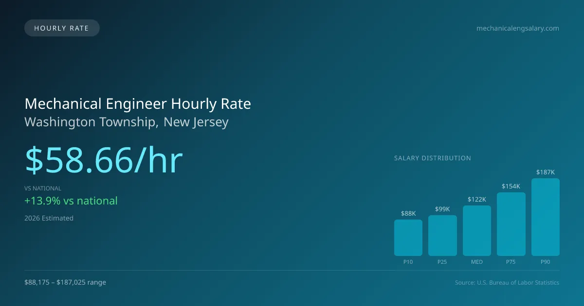 Mechanical Engineer Hourly Rate in Washington Township, NJ — 2026 est., based on 2025 BLS