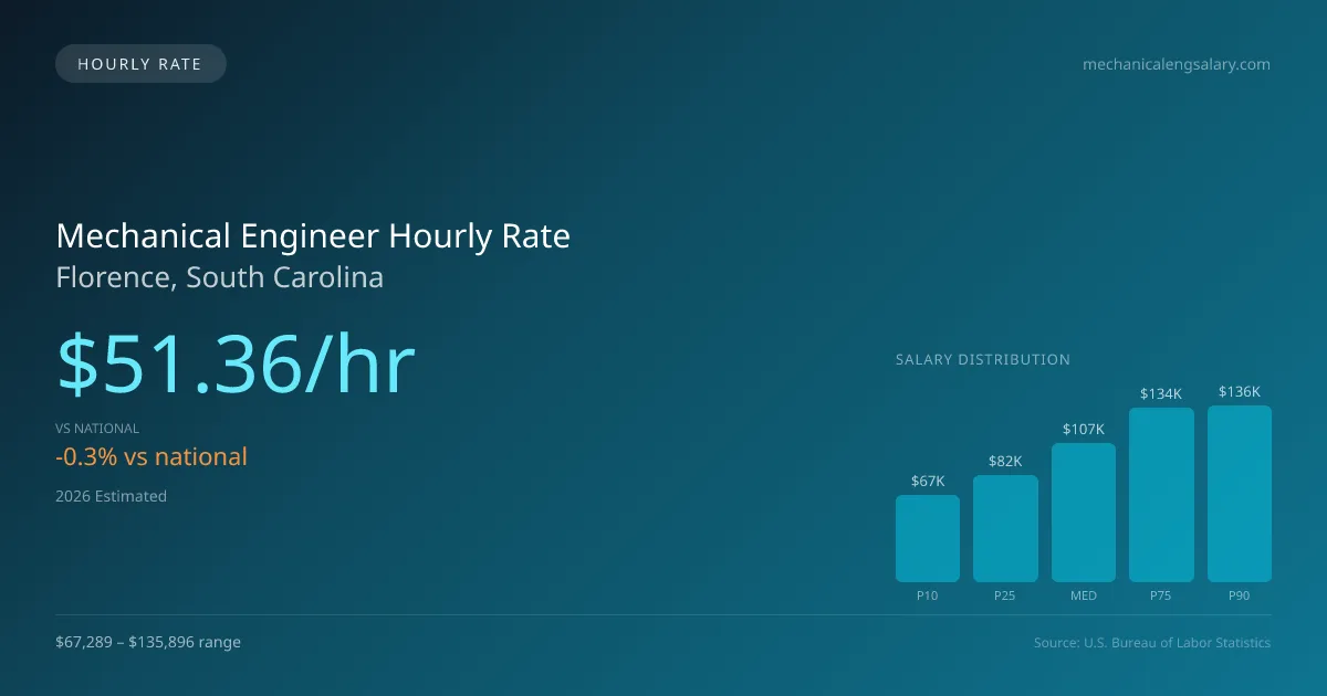 Mechanical Engineer Hourly Rate in Florence, SC — 2026 est., based on 2025 BLS