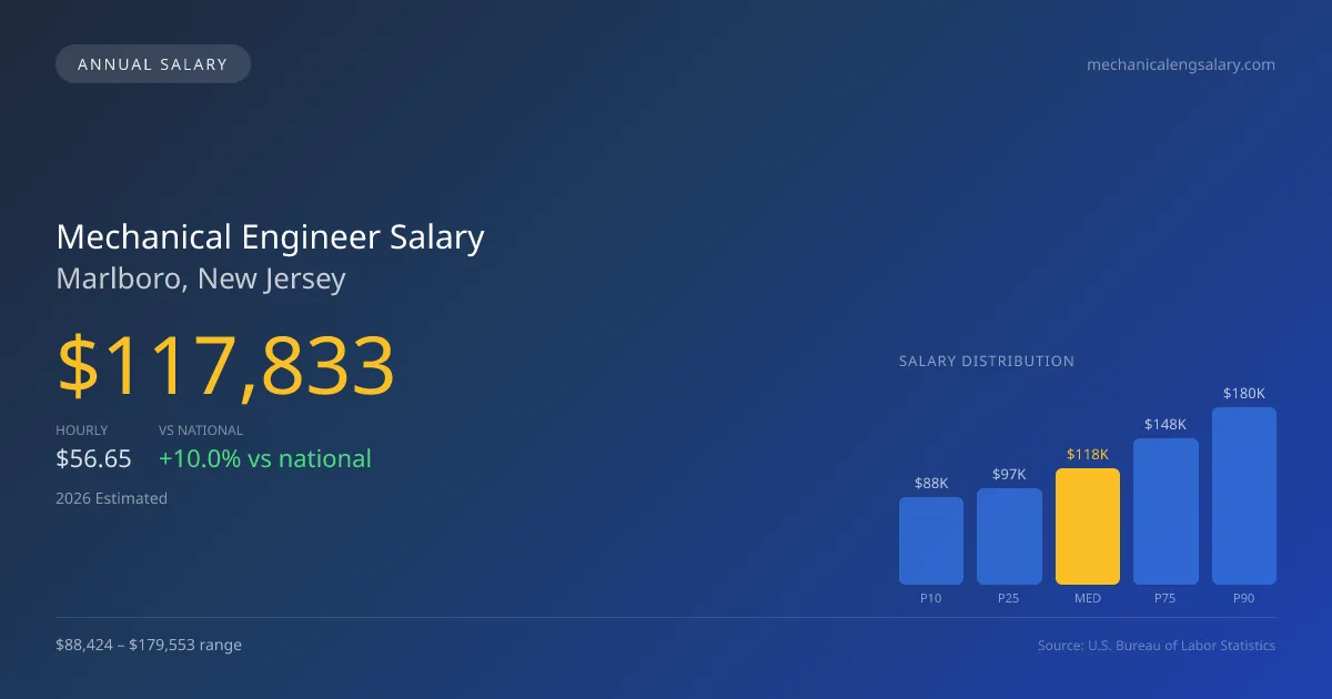 Mechanical Engineer Salary in Marlboro, NJ — 2026 est., based on 2025 BLS