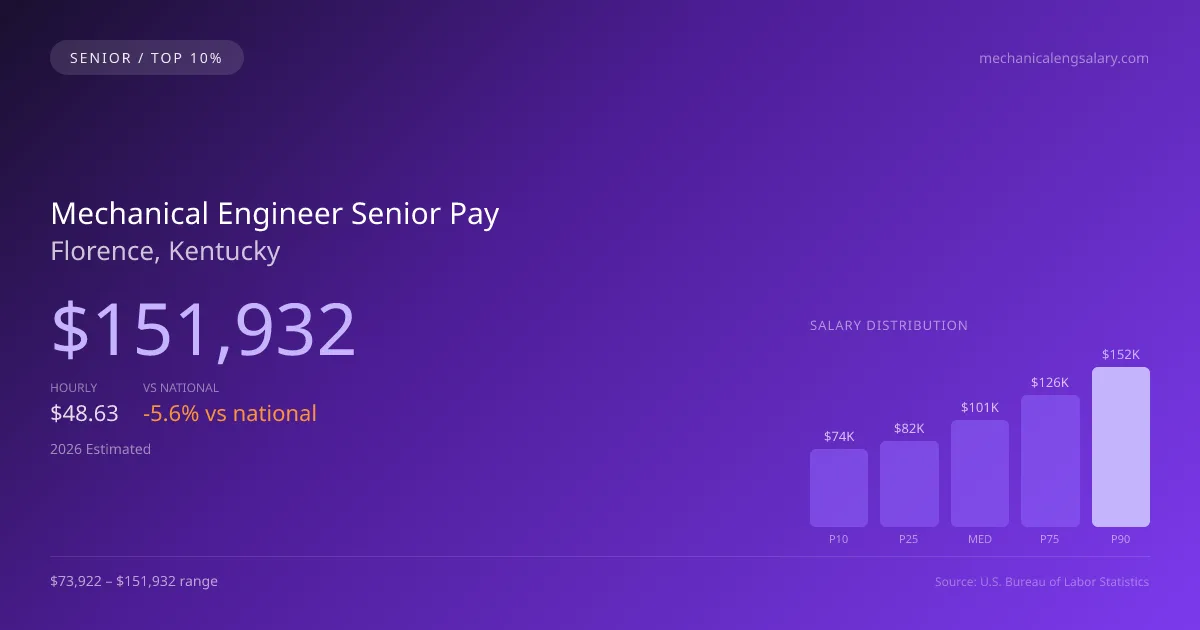 Mechanical Engineer Senior Salary in Florence, KY — 2026 est., based on 2025 BLS