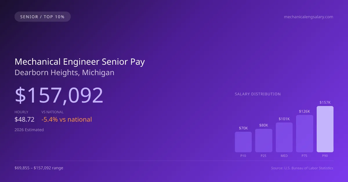 Mechanical Engineer Senior Salary in Dearborn Heights, MI — 2026 est., based on 2025 BLS