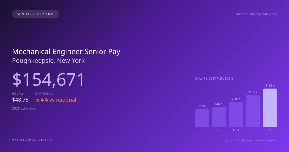Mechanical Engineer Senior Salary in Poughkeepsie, NY — 2026 est., based on 2025 BLS